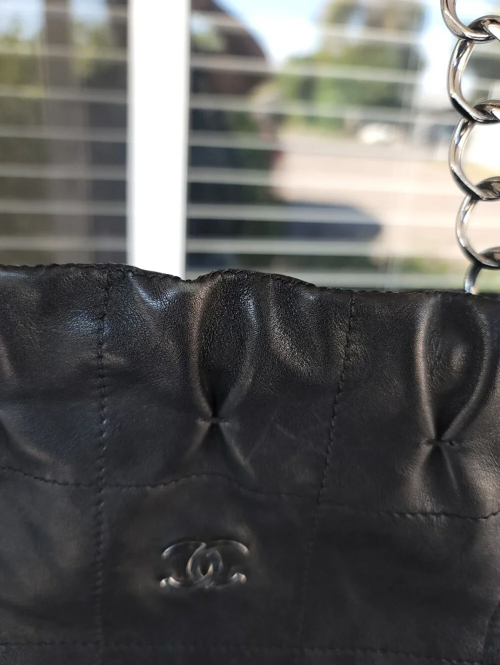 Chanel Black Quilted Leather Shoulder Bag with Chain Handles